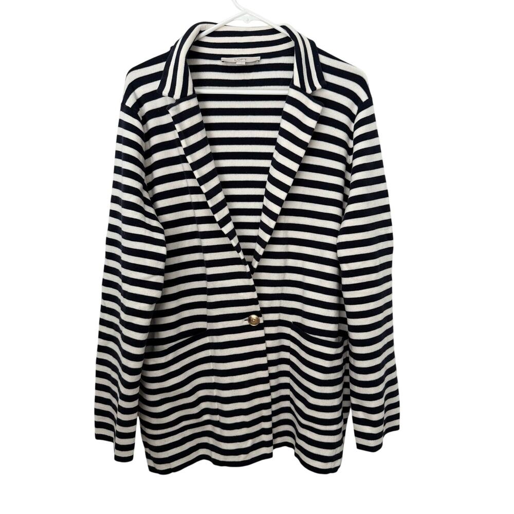 LOFT Black & White Striped Knit Blazer – Women’s Size XL